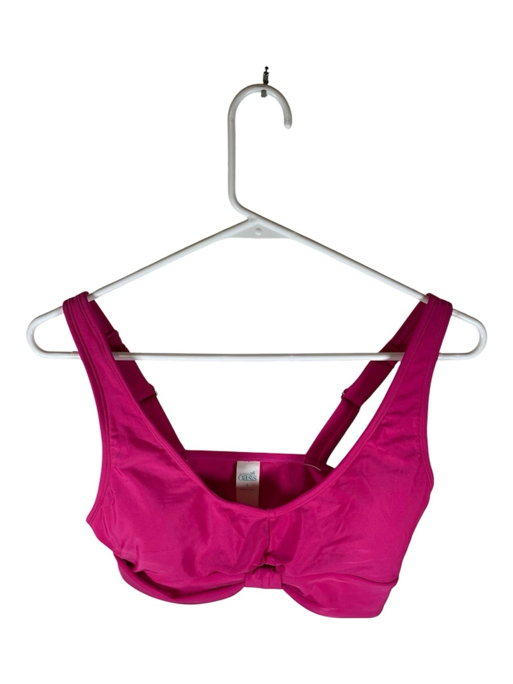 Outdoor Oasis Optimistic Tropical Pink Bikini Top Keyhole Pullover